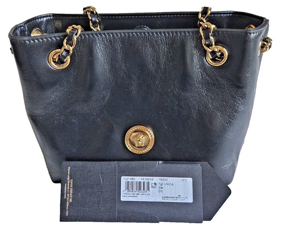 VERSACE Medusa Chain Tote Bag 1021383/1A15033 leather shoulder black NEW